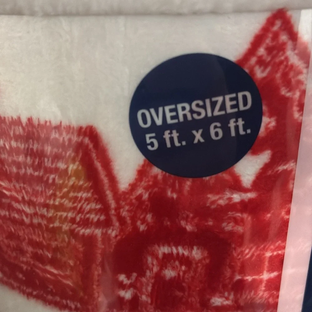 NWT- Cozy Oversized Holiday Throw Blanket w/ Red Trucks, Green Trees 60x72